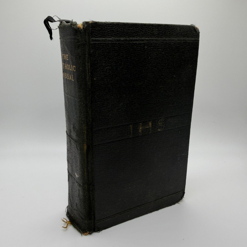 Vintage 1934 The Catholic Missal IHS Callan McHugh P.J. Kenedy & Sons Black Book